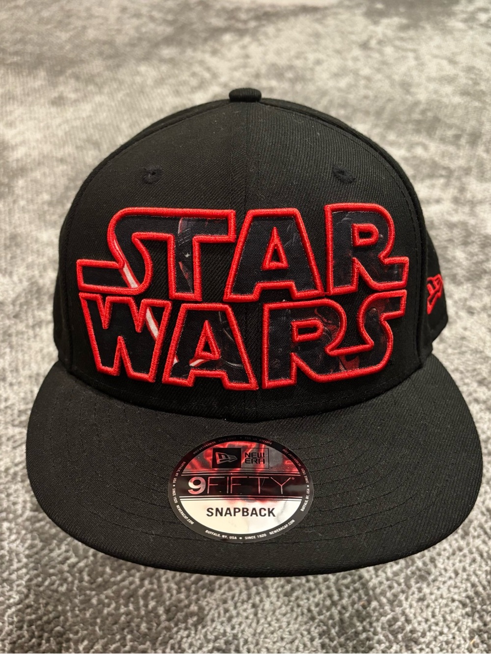 New Era Star Wars Red Spellout Logo Black Adjustable Hat OSFA